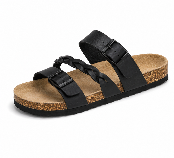 Caiden - Braided Leather Cork-Style Sandals