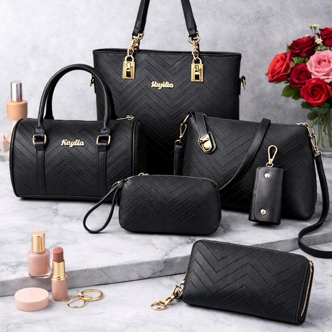 Amanda | Set classico 6 pezzi tote e tracolla in similpelle