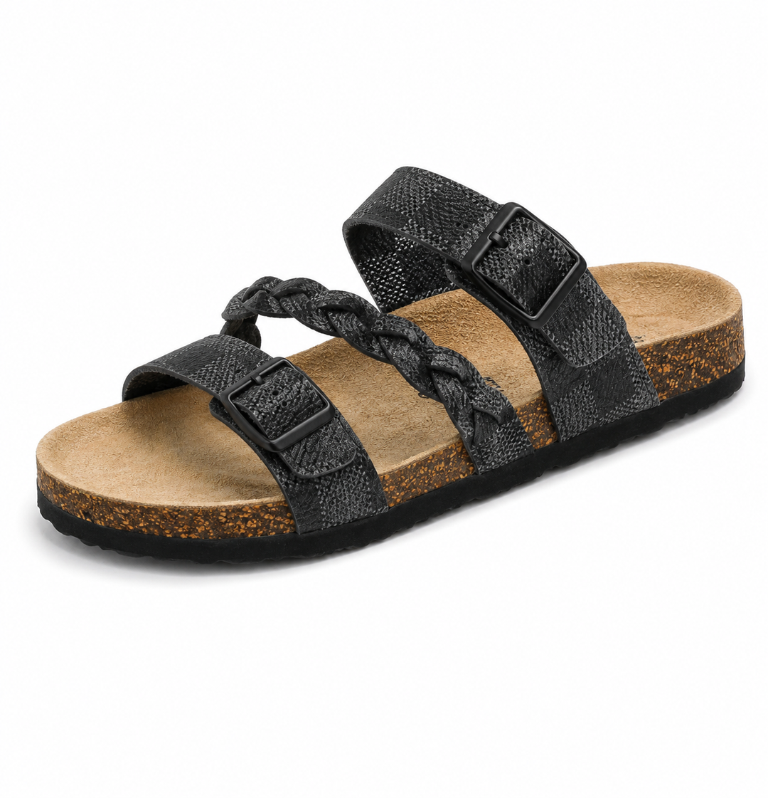 Caiden - Braided Leather Cork-Style Sandals