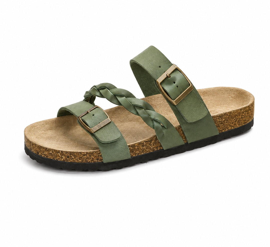 Caiden - Braided Leather Cork-Style Sandals