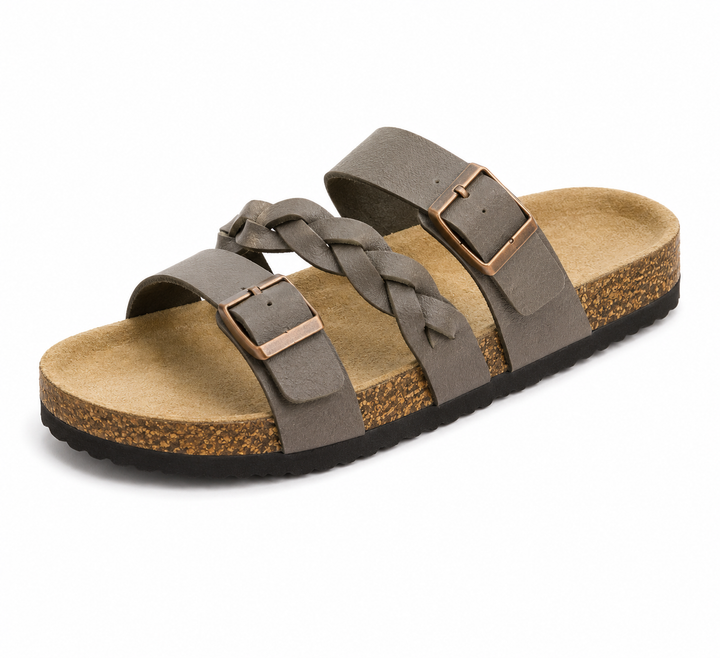 Caiden - Braided Leather Cork-Style Sandals