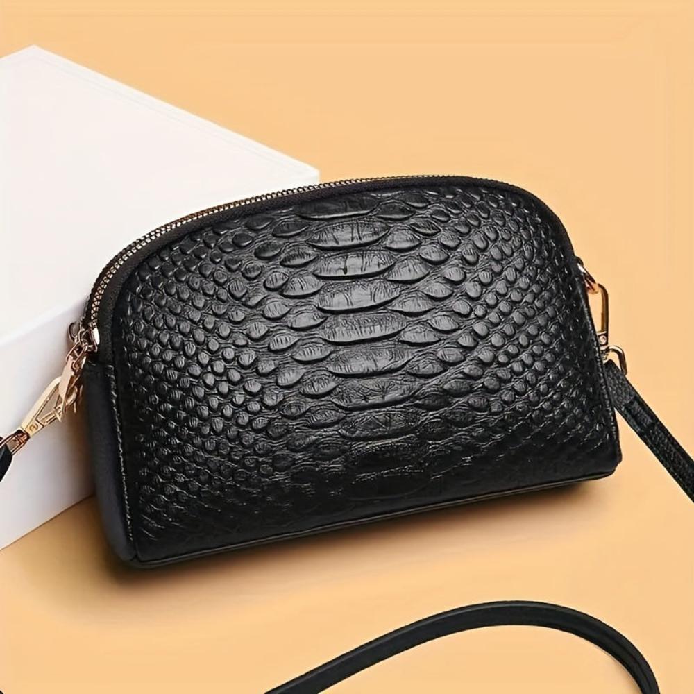 Cora | Bella mini borsa a tracolla in similpelle con motivo coccodrillo