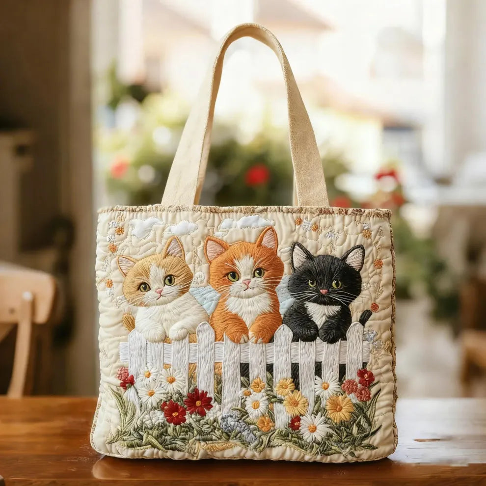 Garden Kittens | Quilted Artisan Bag