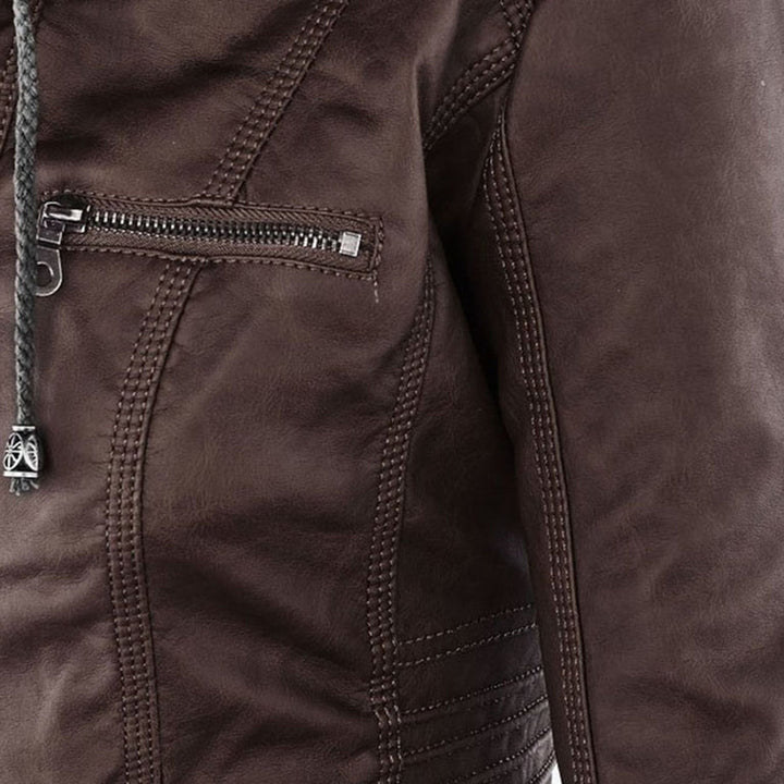 Olive™ - Waterproof Women's Leather Jacket with Hood