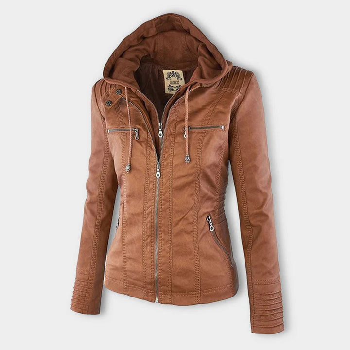 Olive™ - Waterproof Women's Leather Jacket with Hood