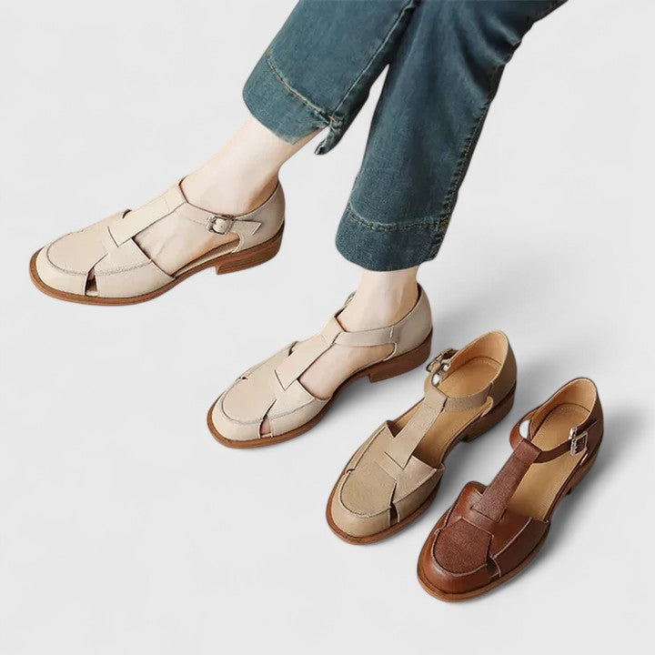 Thalina | Elegant Cowhide & Pigskin Mary Jane Sandals