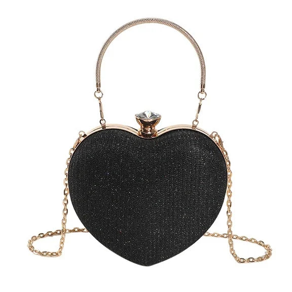 Borsa in metallo lucido a forma di cuore