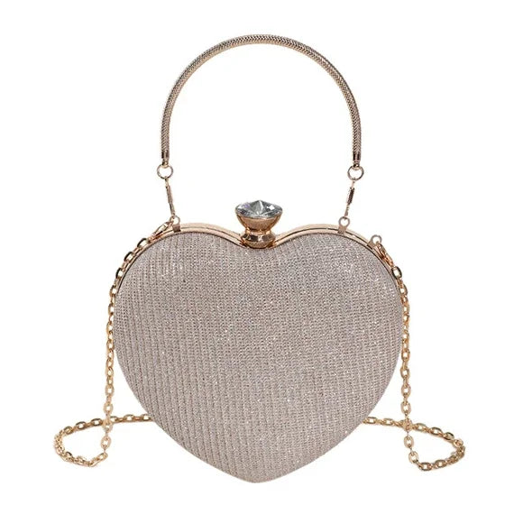 Borsa in metallo lucido a forma di cuore