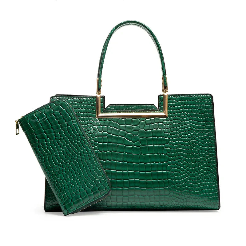 Set bag and wallet in leather