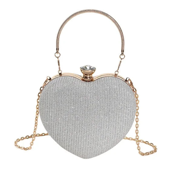 Borsa in metallo lucido a forma di cuore