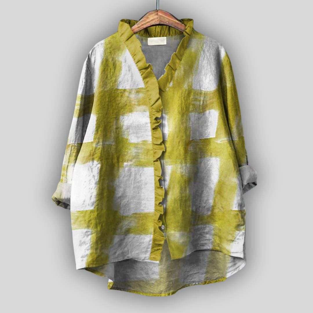 Patience Brushstroke Check Blouse