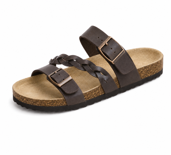 Caiden - Braided Leather Cork-Style Sandals