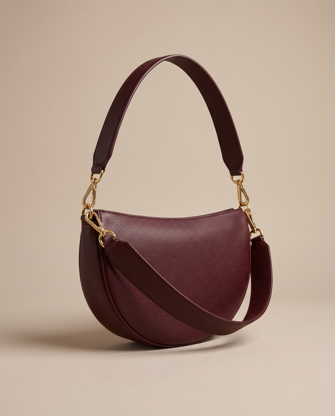 The Cabbagetown Shoulder Bag in deep burgundy pebbled vegan leather