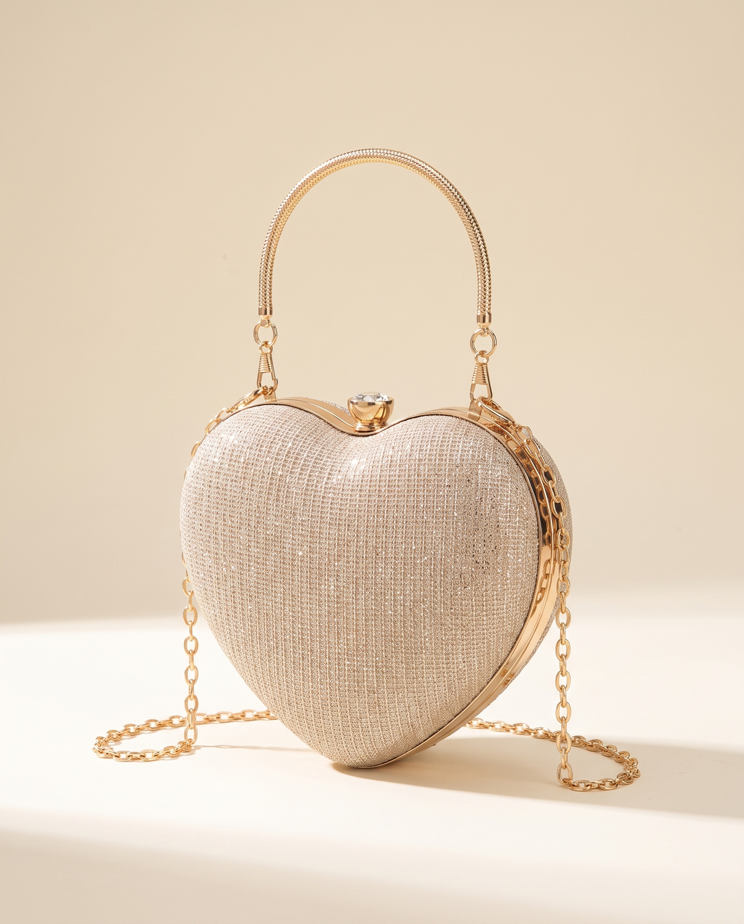 Shiny Metal Heart-Shaped Bag